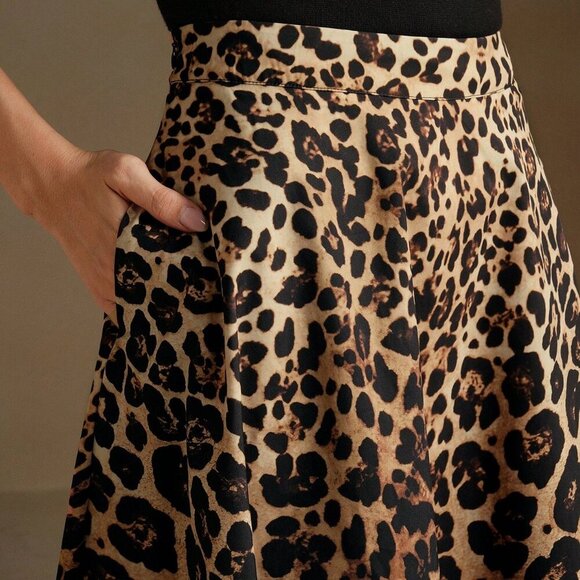Black Elegant Women's Urban Chic Leopard Ombre Skirt - Picture 5 of 7
